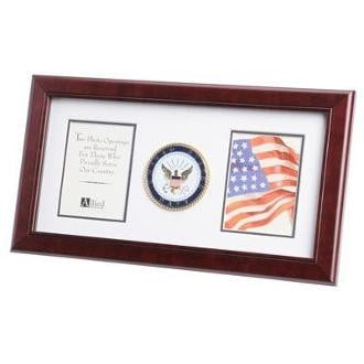 U.S. Navy Medallion Double Picture Frame Two 4-Inch by 6-Inch Picture Openings
