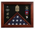 Military Flag medal display case, Mahogany wood for 3x5 flag