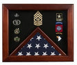 Military Flag medal display case, Mahogany wood - 3'x5' flag, , The Military Gift Store, Flag and Medal Display Cases