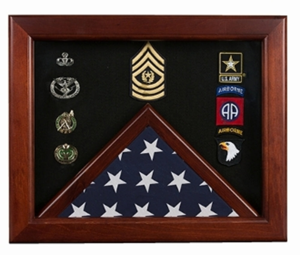 Military Flag medal display case, Mahogany wood for 3x5 flag! - The Military Gift Store