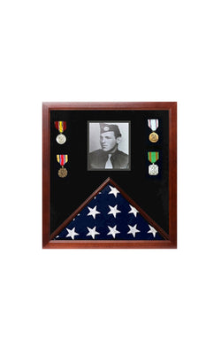 Military Photo Flag and Medal Display Case
