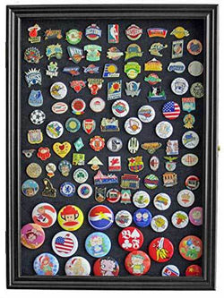 Display Case Wall Frame Cabinet for Military Medals, Pins, Patches, Insignia, Ribbons, Brooches