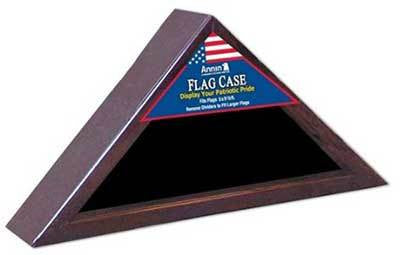 Cherry Wood Triangle Flag Display Case for 5'x9.5' Flag