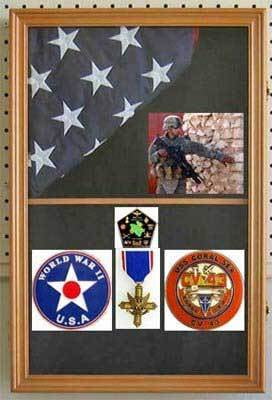 Military Shadow Box Flag Display Case Medal Keepsake Box