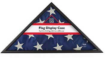 DesignOvation Memorial Flag Case, Black Wood