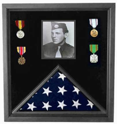 Flags Connections Military Photo Flag and Medal Display Case