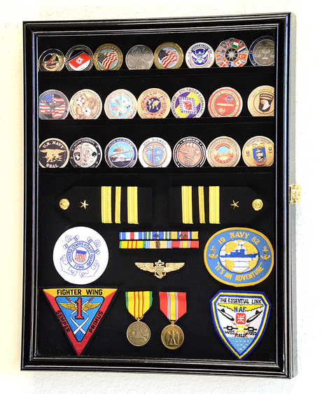 Challenge Coin/Medals/Pins/Badges/Ribbons/Insignia/Buttons Chips Combo Display Case Box, Challenge Coin/Medals/Buttons Chips Combo Display Case Box, The Military Gift Store, American Flag Frames (43)