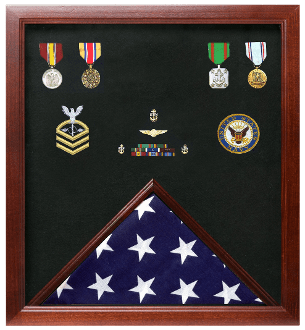 Military Flag and Medal Display Case Shadow Box