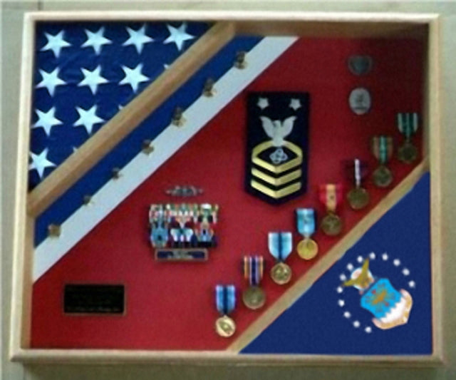 Air Force Retirement Gift, USAF Flag Shadow Box, USAF display, Great Air Force Retirement Gift - The Military Gift Store