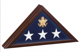 Open Front Flag Display Case,for Casket Flag, Cherry Wood Solid wood finished back
