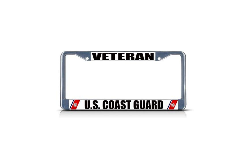 Metal Insert License Plate Frame Veteran U.S. Coast Guard Navy, , The Military Gift Store, Cover frame