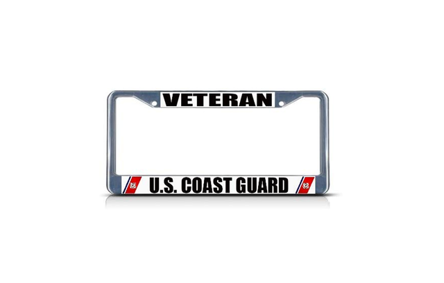 Metal Insert License Plate Frame Veteran U.S. Coast Guard Navy, , The Military Gift Store, Cover frame