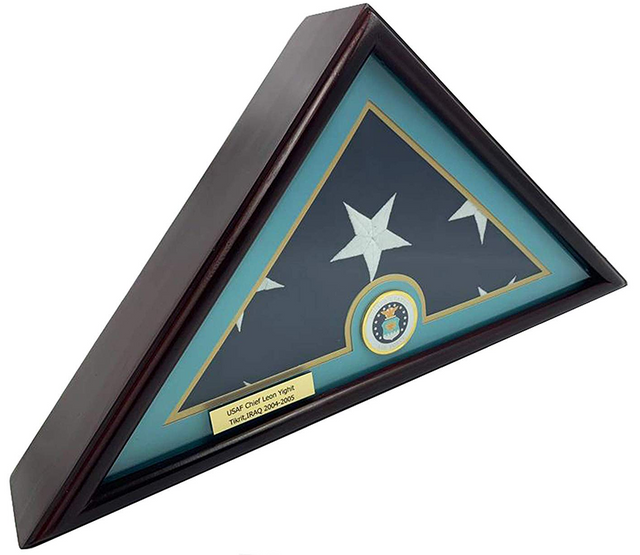 5x9.5 Burial/Funeral/Veteran Flag Elegant Display Case, Solid Wood
