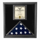 Flag and Certificate Case Black Frame, with certificate holder American Made, Flag and Certificate Case Black Frame, with certificate holder, The Military Gift Store, Flag And Pedestal Display Cases