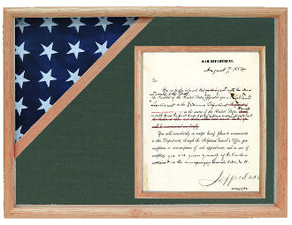 Cherry Shadow box to hold a 3’X5’ flag with 8.5'x11' certificate. - The Military Gift Store