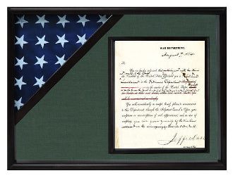 Cherry Shadow box to hold a 3’X5’ flag with 8.5'x11' certificate. - The Military Gift Store