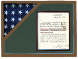 Oak Shadow box to hold a 3’X5’ flag with 8.5'x11' certificate. - The Military Gift Store