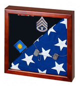 Flag Display Case showcases both the flag and military awards. - The Military Gift Store