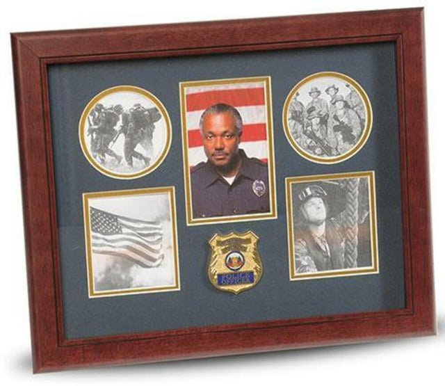 Flag Connections Police Department Medallion 5-Picture Collage Frame, , The Military Gift Store, Awards Display Cases, Awards Display Frames (62)