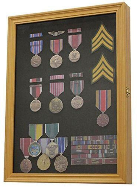 Display Case Wall Frame Cabinet for Military Medals, Pins, Patches etc. - The Military Gift Store