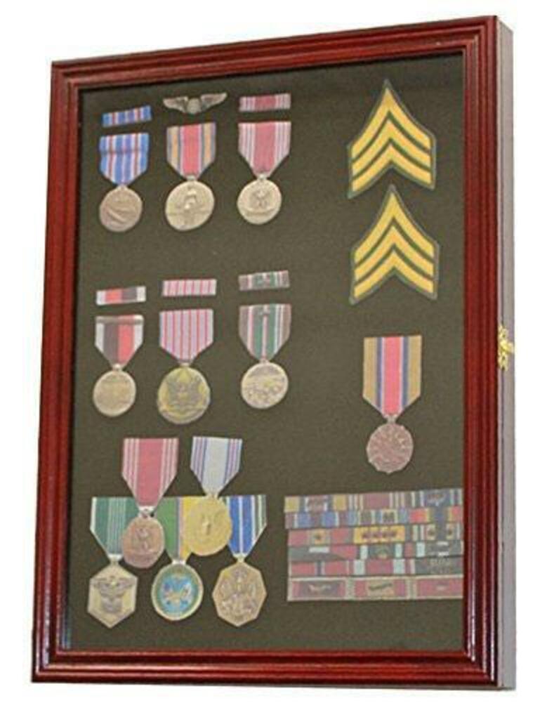 Display Case Wall Frame Cabinet for Military Medals, Pins, Patches etc. - The Military Gift Store