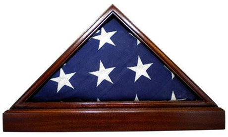 Mahogany Flag Case & BASE for 5 x 9.5' Memorial Burial Flag