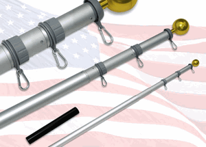 20ft Telescoping Flagpole With Sewn Nylon Valley Forge Flag.