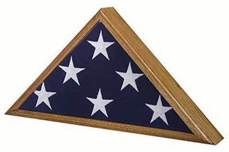 SpartaCraft Vintage Oak Veteran Military Retirement Memorial American Flag Case Made In America.