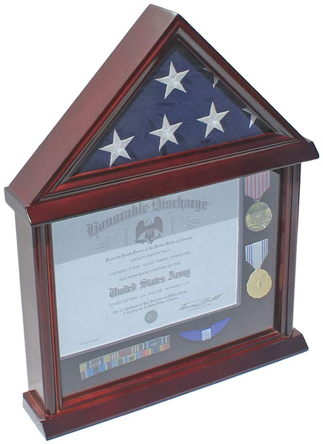 Flag Display Case Shadow Box Frame for 3'X5' Flown Flag (Not for a Casket Draped Flag),Mahogany Finish, Flag Display Case Shadow Box Frame for 3'X5' Flown Flag, The Military Gift Store, American Flag Frames (43)