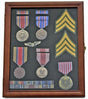 Flag Connections Medal Display Case Award Shadow Box, with glass door, Wall Mountable, Walnut Finish