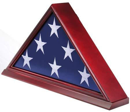 Flag Display Case Frame Stand - Cherry Finish, Veteran Memorial for 5' X 9.5' Flag