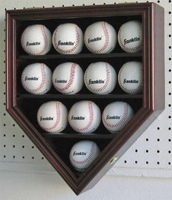 Flag Connections 12 Baseball Display Case Holder Cabinet-UV Protection and Lock -MAHOGANY Finish