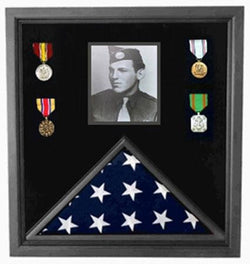 Flag Connections Military Photo Flag and Medal Display Case