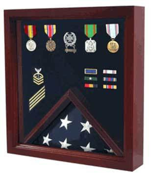 Flags Connections Flag Medal Display Case, Wood Military Flag Medal Shadow Boxes