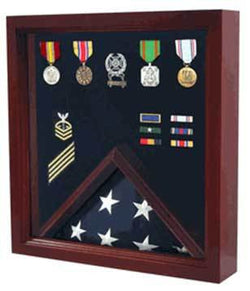 Flags Connections Flag Medal Display Case, Wood Military Flag Medal Shadow Boxes