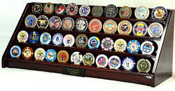 4 Rows 40 Challenge Coin Casino Chip Display Case Rack Holder Stand for Table Shelf Desk Cherry