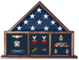 Memorial Flag Case, Three Bay shadow box perfect size case for a your mantle, holds a ample amount