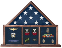 Flag and Medal Display Case, Shadow Box, Combination Flag/Medal for 5X9.5 flag