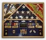 3 Flags Military Shadow Box, flag case for 3 flags USA Made, , The Military Gift Store, 3 Bay Flag Frames