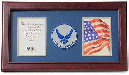 Flag Connections Aim High Air Force Medallion Double Picture Frame, 4 by 6-Inch