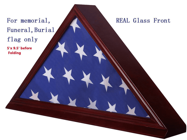 Solid Beech Wood Flag Display Case for 5"X 9.5" Burial/Funeral/Veteran Memorial Cherry