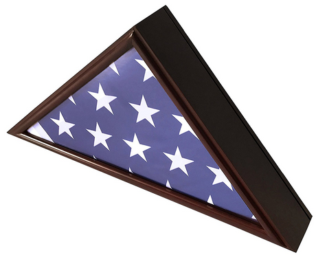 5x9 Flag Display Case Shadow Box Flat Base with Cherry Finish