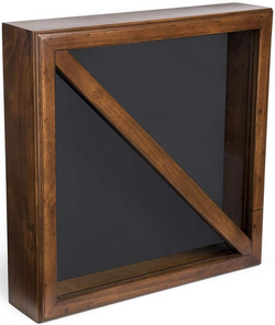 Flag Display Box, Tempered Glass & Pine Wood Construction – Cherry, Black Finish
