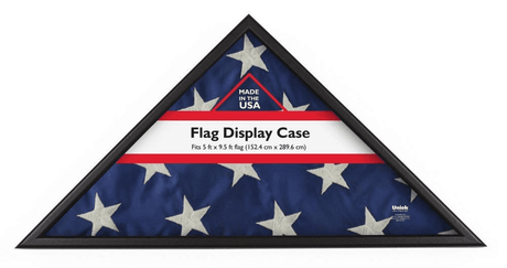 Memorial Flag Case, Black Wood, Made in USA, Holds 5'Hx9.5'W Folded Flag