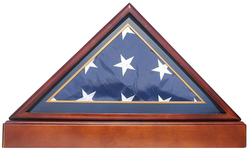 Funeral Flag Display Case Frame Military Shadow Box with Pedestal Stand
