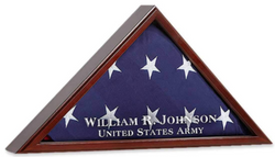 AMERICAN FLAG DISPLAY CASE FOR FUNERAL BURIAL FLAG SHADOW BOX PERSONALIZED ETCHED GLASS - The Military Gift Store