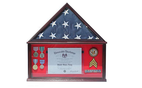 Large Military Shadow Box Frame Memorial Burial Funeral Flag Display Case