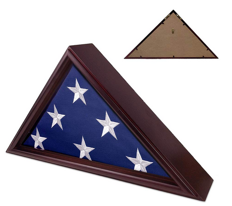 Flag Display Case 5' x 9.5' Burial/Funeral/Veteran Flag Holder Box Frame Solid Wood