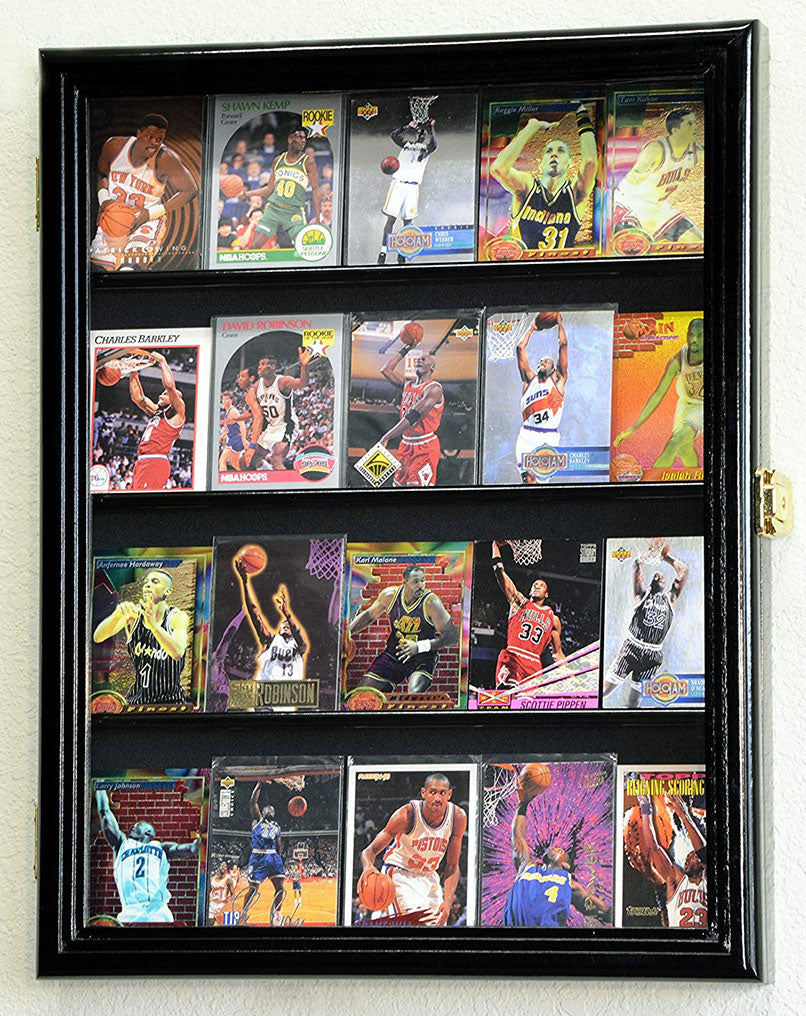 20 Sport Cards Collectible Card Display Case Cabinet Holder Wall Rack 98% UV, Lockable