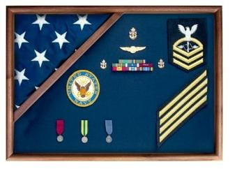 Medal Glass Display Case Shadow Box, Coast Guard Flag Display